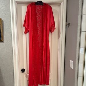 Elegant Vintage Red Lace Robe by Lady Romance